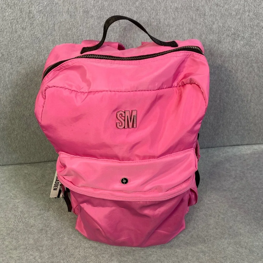 Steve Madden Backpack Women's Medium Pink Nylon Lightweight Logo Flaw Fair